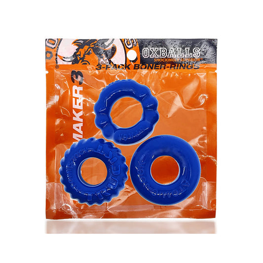 OXBALLS BONEMAKER 3-PACK BONER COCKRING KIT FLEXTPR POOL BLUE