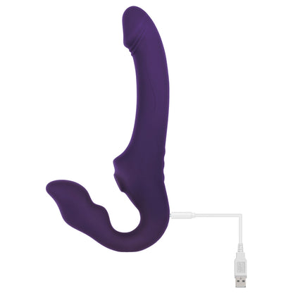 EVOLVED 2 BECOME 1 RECHARGEABLE REMOTE-CONTROLLED SILICONE STRAPLESS STRAP-ON WITH SUCTION PURPLE