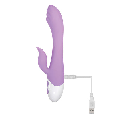 EVOLVED PLEASING PETAL RECHARGEABLE SILICONE FLICKING DUAL STIMULATOR LIGHT PURPLE