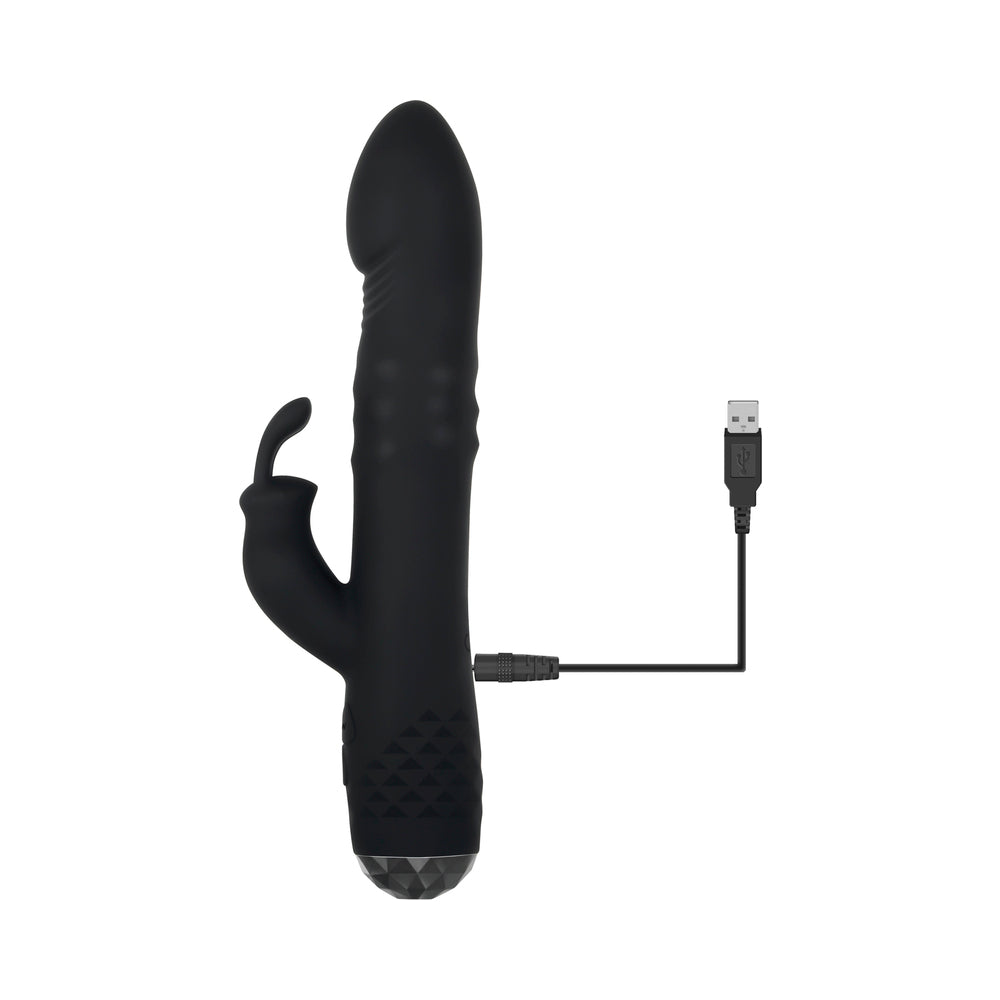 EVOLVED BODACIOUS BUNNY RECHARGEABLE SILICONE RABBIT VIBRATOR BLACK