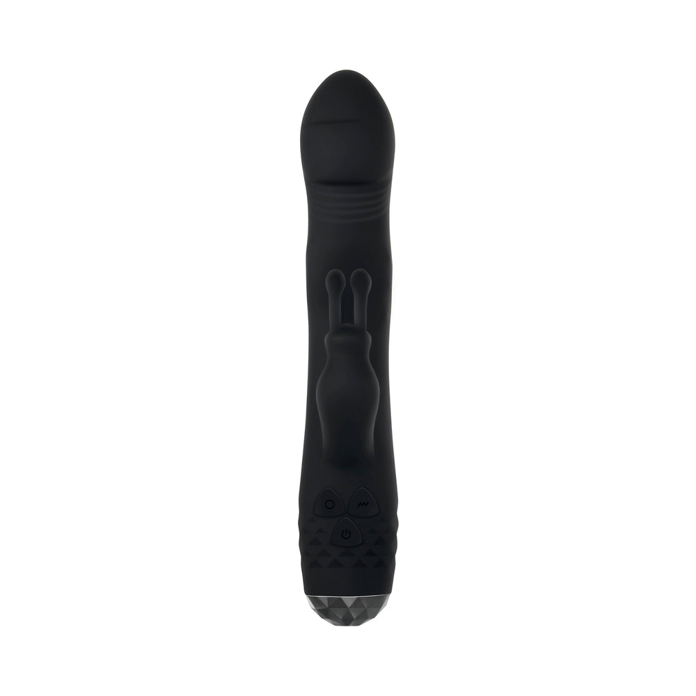EVOLVED BODACIOUS BUNNY RECHARGEABLE SILICONE RABBIT VIBRATOR BLACK