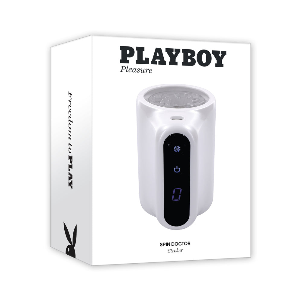 PLAYBOY - SPIN DOCTOR RECHARGEABLE SPINNING STROKER TPE SLEEVE WHITE