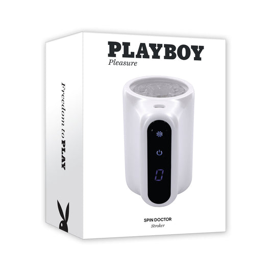 PLAYBOY - SPIN DOCTOR RECHARGEABLE SPINNING STROKER TPE SLEEVE WHITE