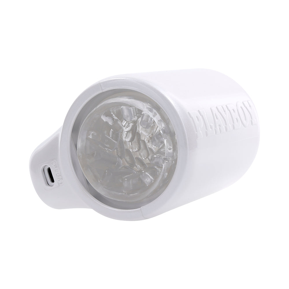 PLAYBOY SPIN DOCTOR RECHARGEABLE SPINNING STROKER TPE SLEEVE WHITE