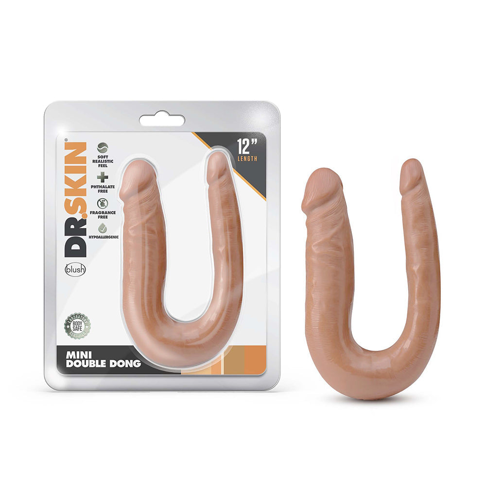 DR. SKIN MINI DOUBLE DONG REALISTIC 12 IN. DUAL-ENDED DILDO TAN