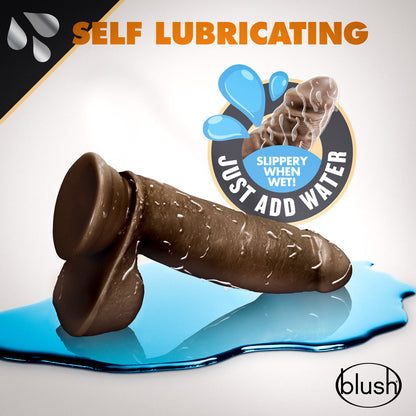 BLUSH - DR. SKIN GLIDE REALISTIC 7 IN. SELF-LUBRICATING DILDO WITH BALLS BROWN