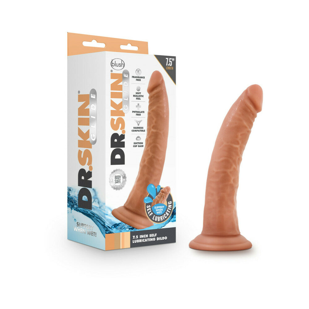 DR. SKIN GLIDE REALISTIC 7.5 IN. SELF-LUBRICATING DILDO TAN