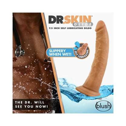 DR. SKIN GLIDE REALISTIC 7.5 IN. SELF-LUBRICATING DILDO TAN
