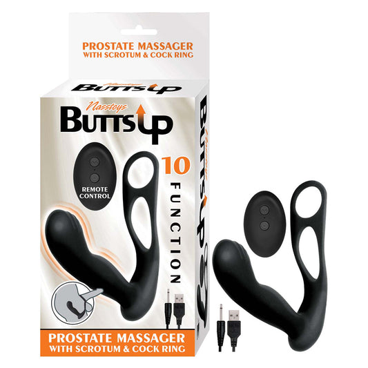 NASSTOYS - BUTTS UP PROSTATE MASSAGER WITH SCROTUM & COCK RING BLACK