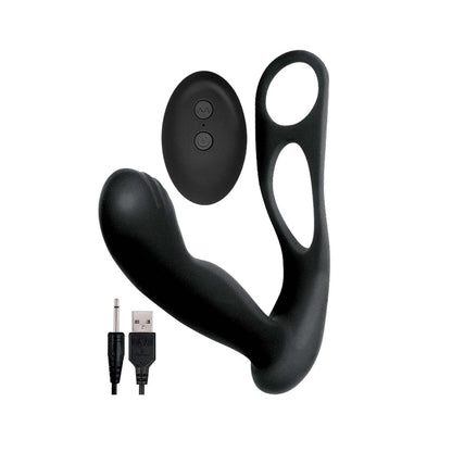 BUTTS UP PROSTATE MASSAGER WITH SCROTUM & COCK RING BLACK