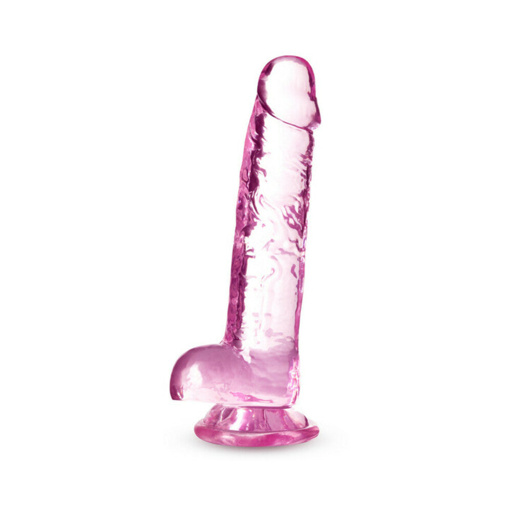 NATURALLY YOURS CRYSTALLINE 7 IN. DILDO WITH BALLS ROSE