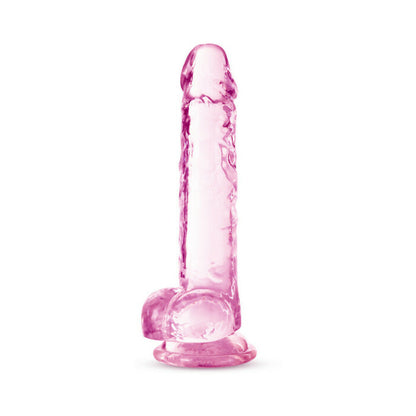NATURALLY YOURS CRYSTALLINE 7 IN. DILDO WITH BALLS ROSE