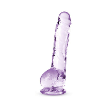 NATURALLY YOURS CRYSTALLINE 8 IN. DILDO WITH BALLS AMETHYST