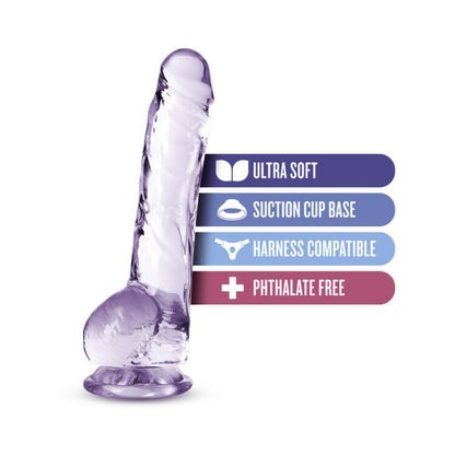NATURALLY YOURS CRYSTALLINE 8 IN. DILDO WITH BALLS AMETHYST