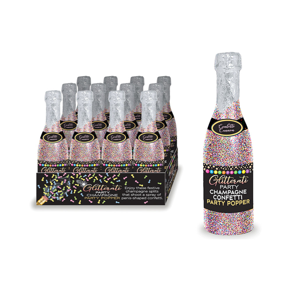 LITTLE GENIE - GLITTERATI CHAMPAGNE PARTY POPPER 12-PIECE DISPLAY