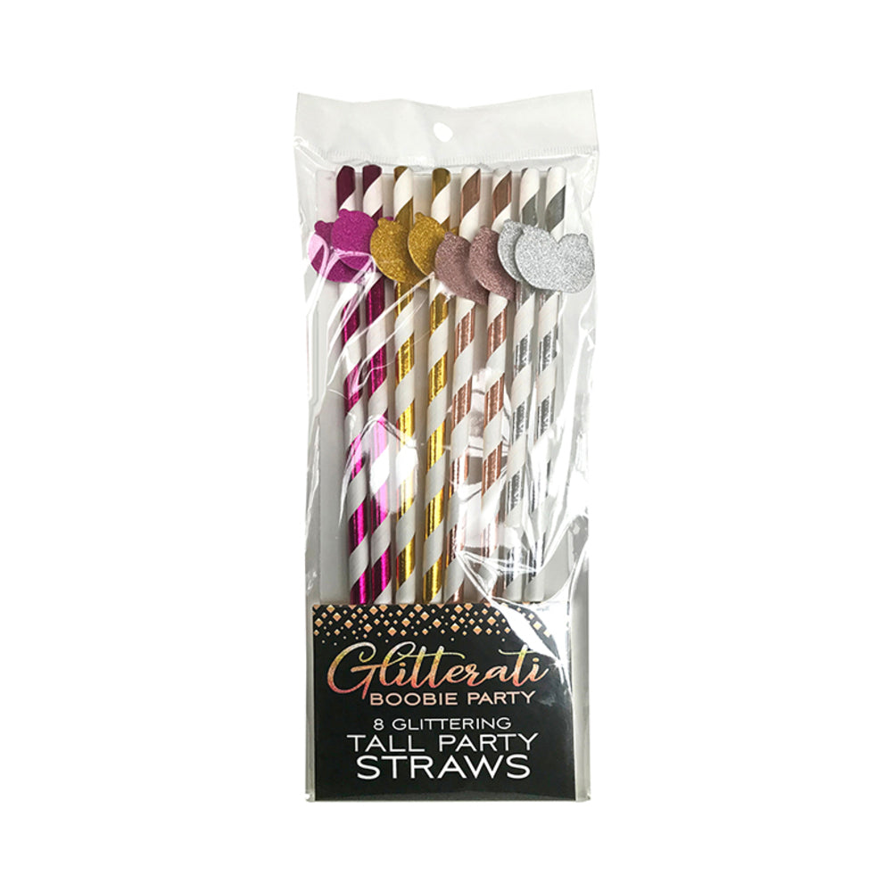 GLITTERATI BOOBIE PARTY TALL PARTY STRAWS 8-PACK