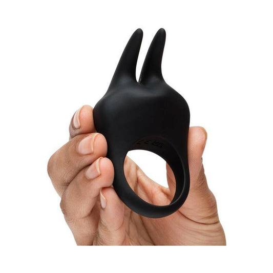FIFTY SHADES OF GREY SENSATION RECHARGEABLE SILICONE VIBRATING RABBIT LOVE RING BLACK