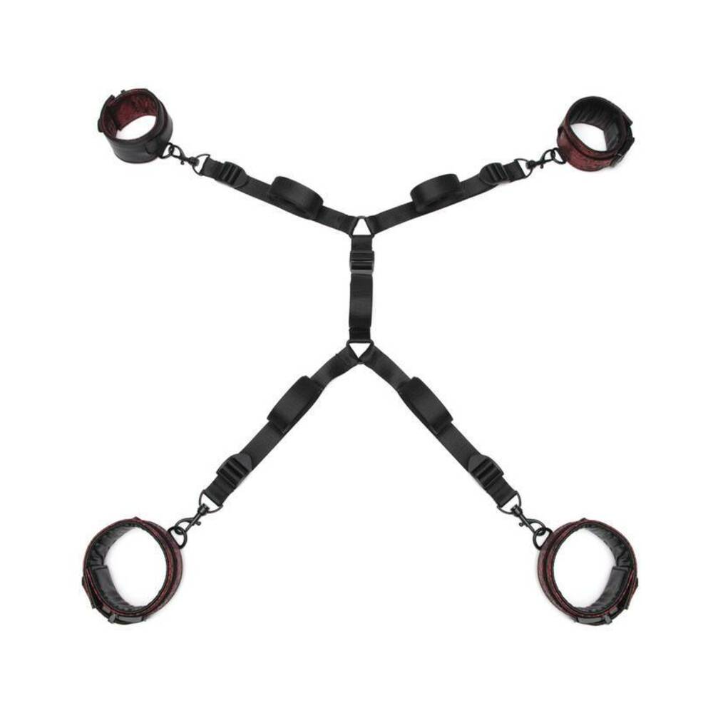 FIFTY SHADES OF GREY SWEET ANTICIPATION REVERSIBLE UNDER MATTRESS RESTRAINT SET RED/BLACK