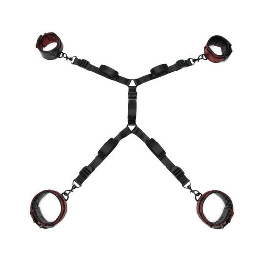 FIFTY SHADES OF GREY SWEET ANTICIPATION REVERSIBLE UNDER MATTRESS RESTRAINT SET RED/BLACK