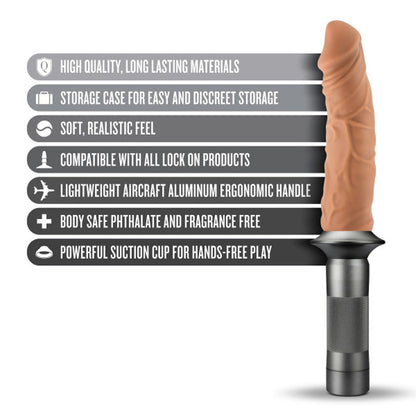 BLUSH - LOCK ON KARBONITE DILDO WITH HANDLE MOCHA