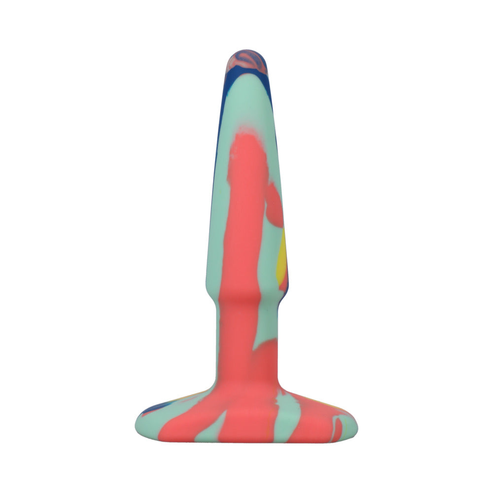 DOC JOHNSON - A-PLAY GROOVY SILICONE ANAL PLUG 4 IN. MULTI-COLORED, YELLOW