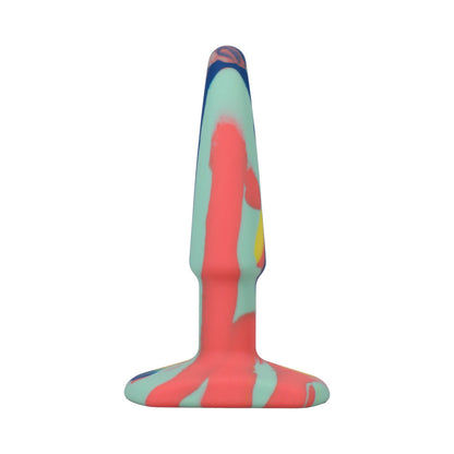 DOC JOHNSON - A-PLAY GROOVY SILICONE ANAL PLUG 4 IN. MULTI-COLORED, YELLOW