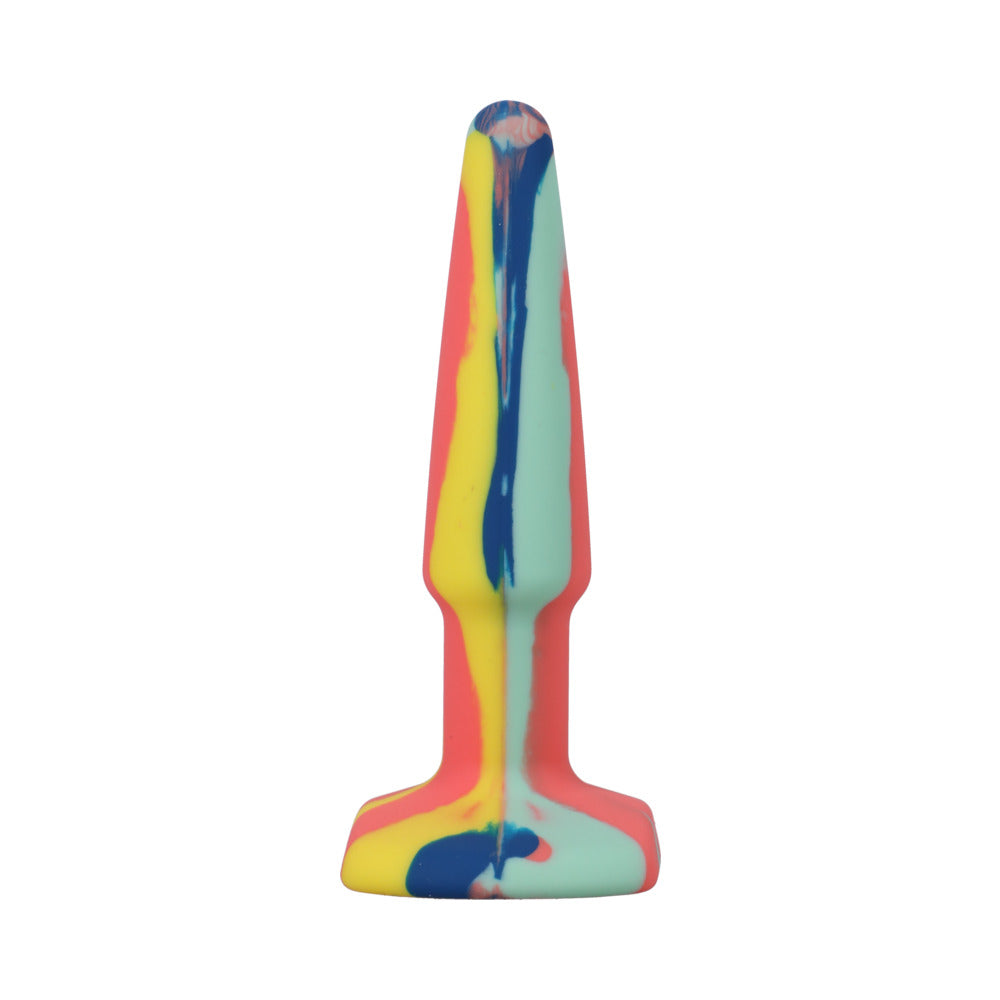 DOC JOHNSON - A-PLAY GROOVY SILICONE ANAL PLUG 4 IN. MULTI-COLORED, YELLOW