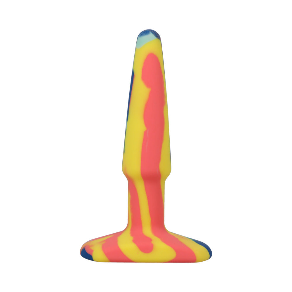 DOC JOHNSON - A-PLAY GROOVY SILICONE ANAL PLUG 4 IN. MULTI-COLORED, YELLOW