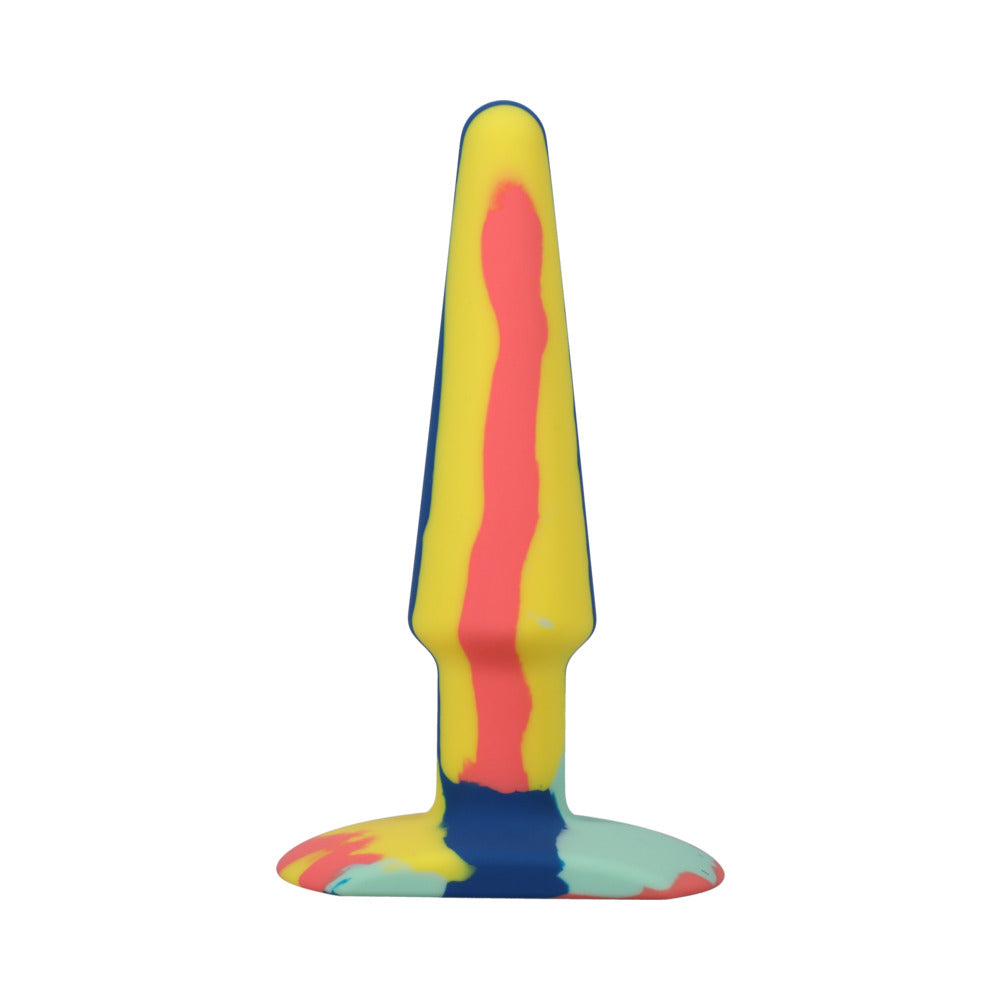 DOC JOHNSON - A-PLAY GROOVY SILICONE ANAL PLUG 5 IN. MULTI-COLORED, YELLOW