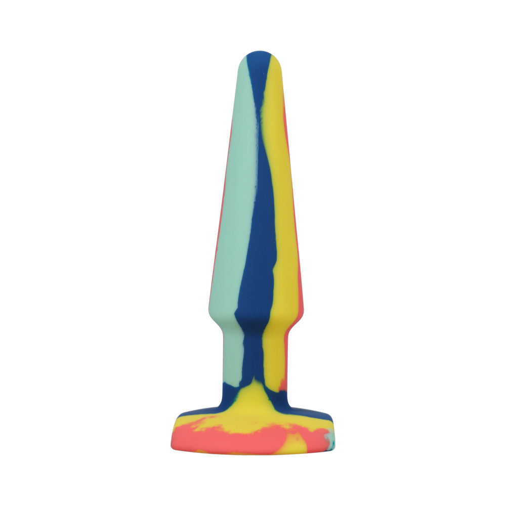DOC JOHNSON - A-PLAY GROOVY SILICONE ANAL PLUG 5 IN. MULTI-COLORED, YELLOW
