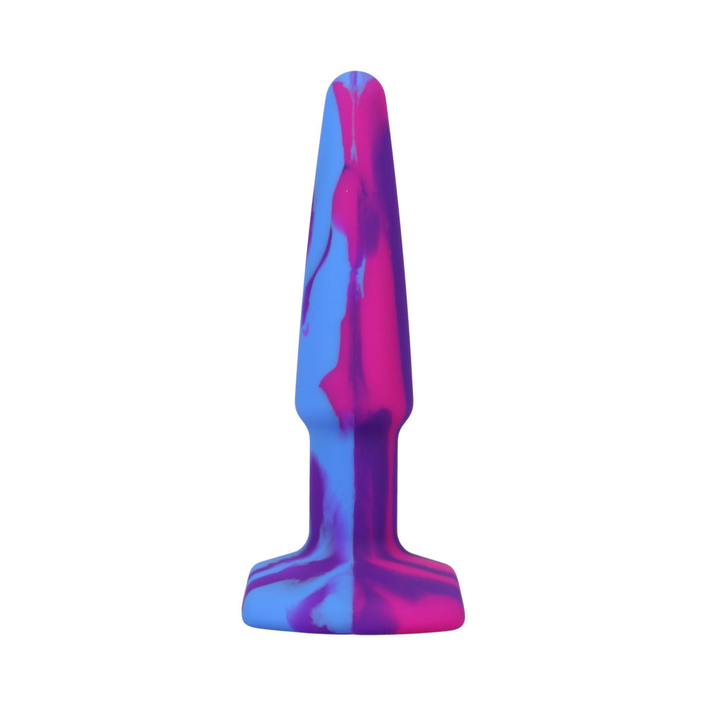 DOC JOHNSON - A-PLAY GROOVY SILICONE ANAL PLUG 4 IN. MULTI-COLORED, PINK