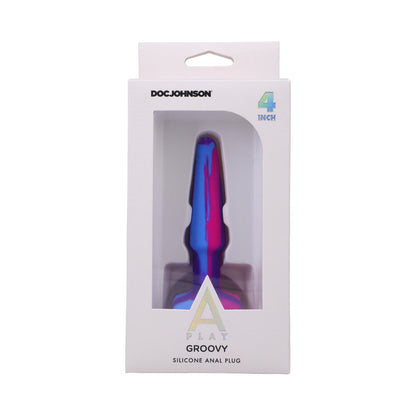 DOC JOHNSON - A-PLAY GROOVY SILICONE ANAL PLUG 4 IN. MULTI-COLORED, PINK