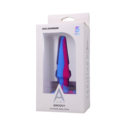 DOC JOHNSON - A-PLAY GROOVY SILICONE ANAL PLUG 5 IN. MULTI-COLORED, PINK