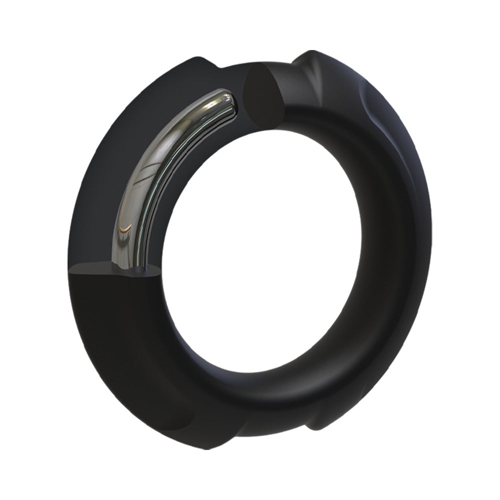 OPTIMALE FLEXISTEEL SILICONE, METAL CORE COCK RING 43 MM BLACK