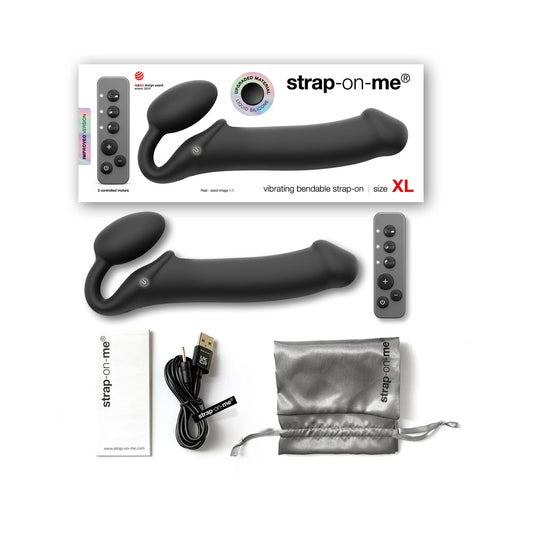 STRAP-ON-ME VIBRATING BENDABLE STRAPLESS STRAP-ON BLACK XLARGE
