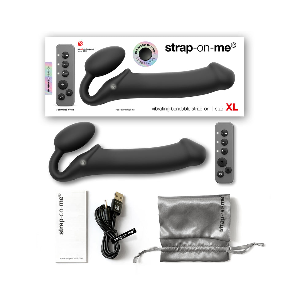 LOVELY PLANET - STRAP-ON-ME VIBRATING BENDABLE STRAPLESS STRAP-ON BLACK XLARGE