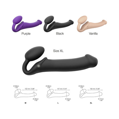 LOVELY PLANET - STRAP-ON-ME VIBRATING BENDABLE STRAPLESS STRAP-ON BLACK XLARGE