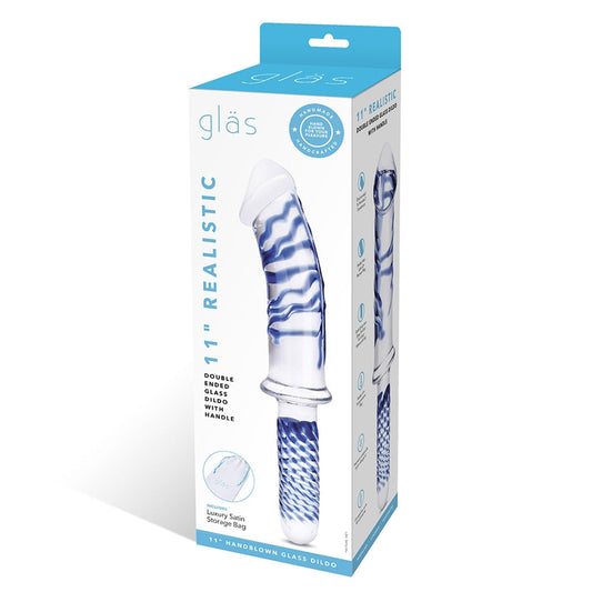 ELECTRIC EEL - GLAS 11 IN. REALISTIC DOUBLE ENDED GLASS DILDO WITH HANDLE
