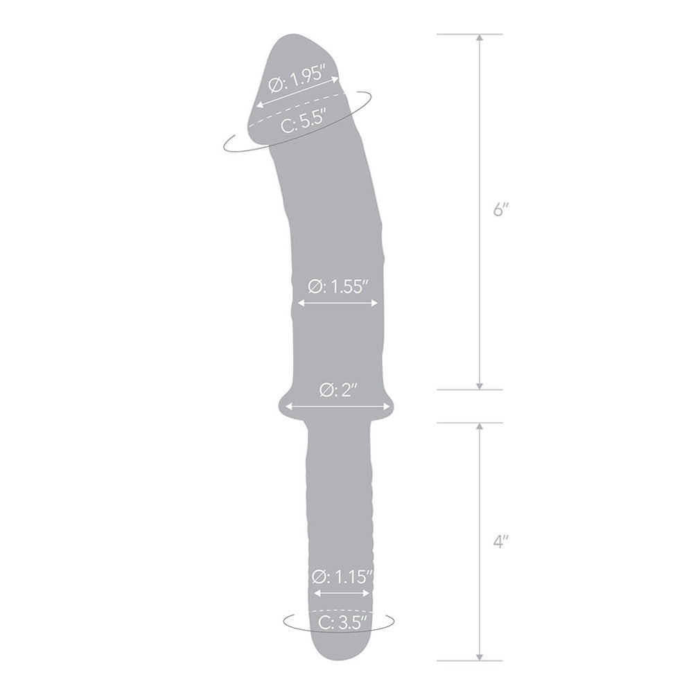 GLAS 11 IN. REALISTIC DOUBLE ENDED GLASS DILDO WITH HANDLE