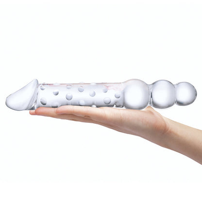 ELECTRIC EEL - GLAS 12 IN. DOUBLE ENDED GLASS DILDO WITH ANAL BEADS