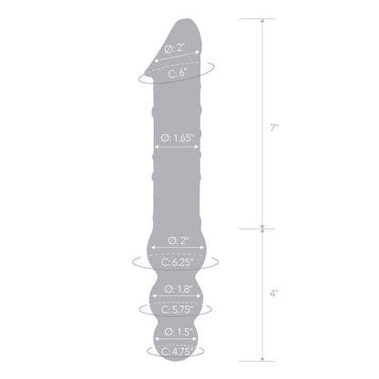 ELECTRIC EEL - GLAS 12 IN. DOUBLE ENDED GLASS DILDO WITH ANAL BEADS