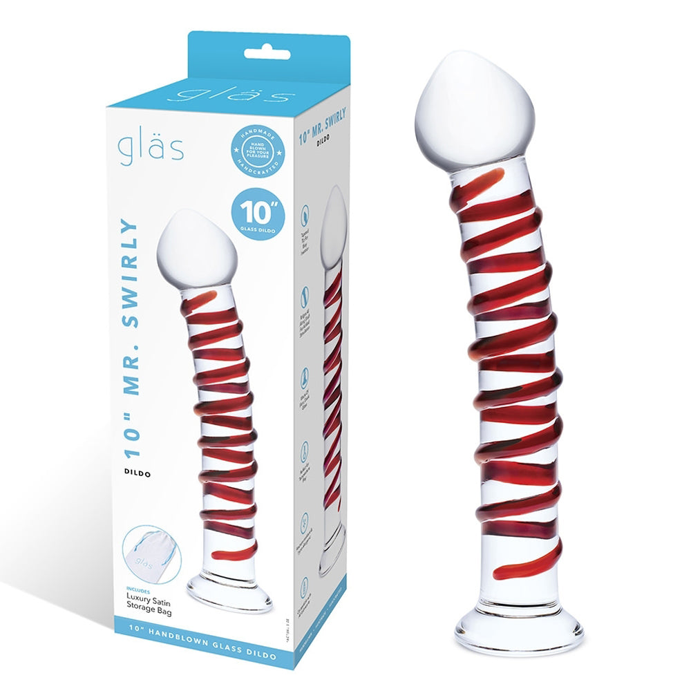 GLAS 10 IN. MR. SWIRLY GLASS DILDO