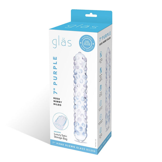 ELECTRIC EEL - GLAS 9 IN. PURPLE ROSE NUBBY GLASS DILDO