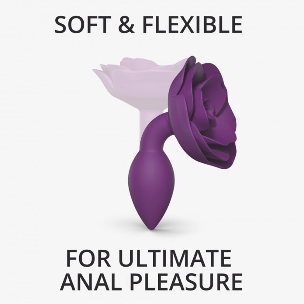LOVE TO LOVE OPEN ROSES SILICONE ANAL PLUG PURPLE RAIN SMALL