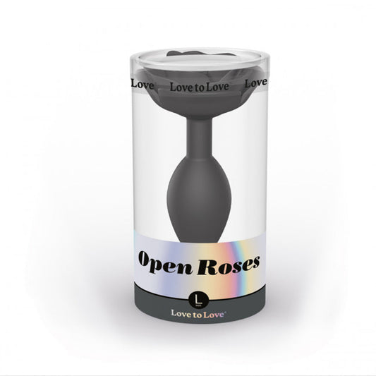 LOVELY PLANET - LOVE TO LOVE OPEN ROSES SILICONE ANAL PLUG BLACK ONYX LARGE
