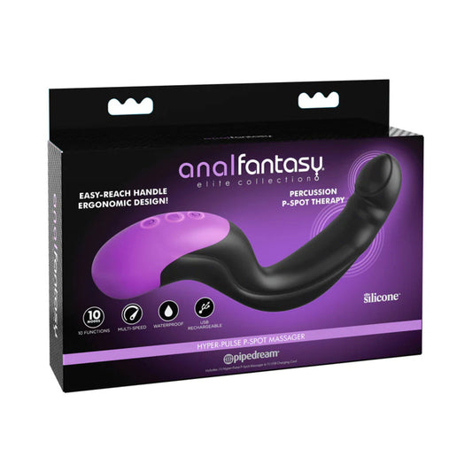 ANAL FANTASY ELITE COLLECTION RECHARGEABLE SILICONE HYPER-PULSE P-SPOT MASSAGER BLACK