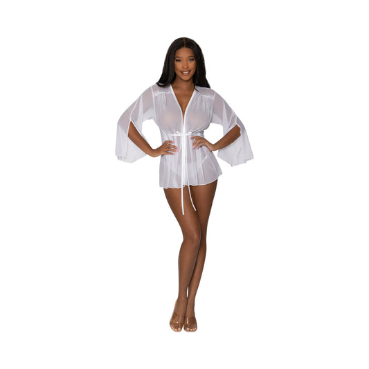 MAGIC SILK MODERN ROMANCE SHORT ROBE WHITE S/M