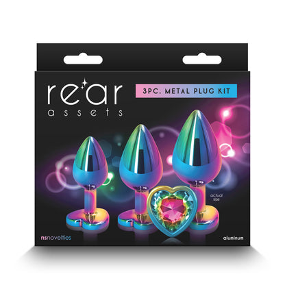 REAR ASSETS 3-PIECE METAL PLUG KIT MULTICOLOR/RAINBOW HEART