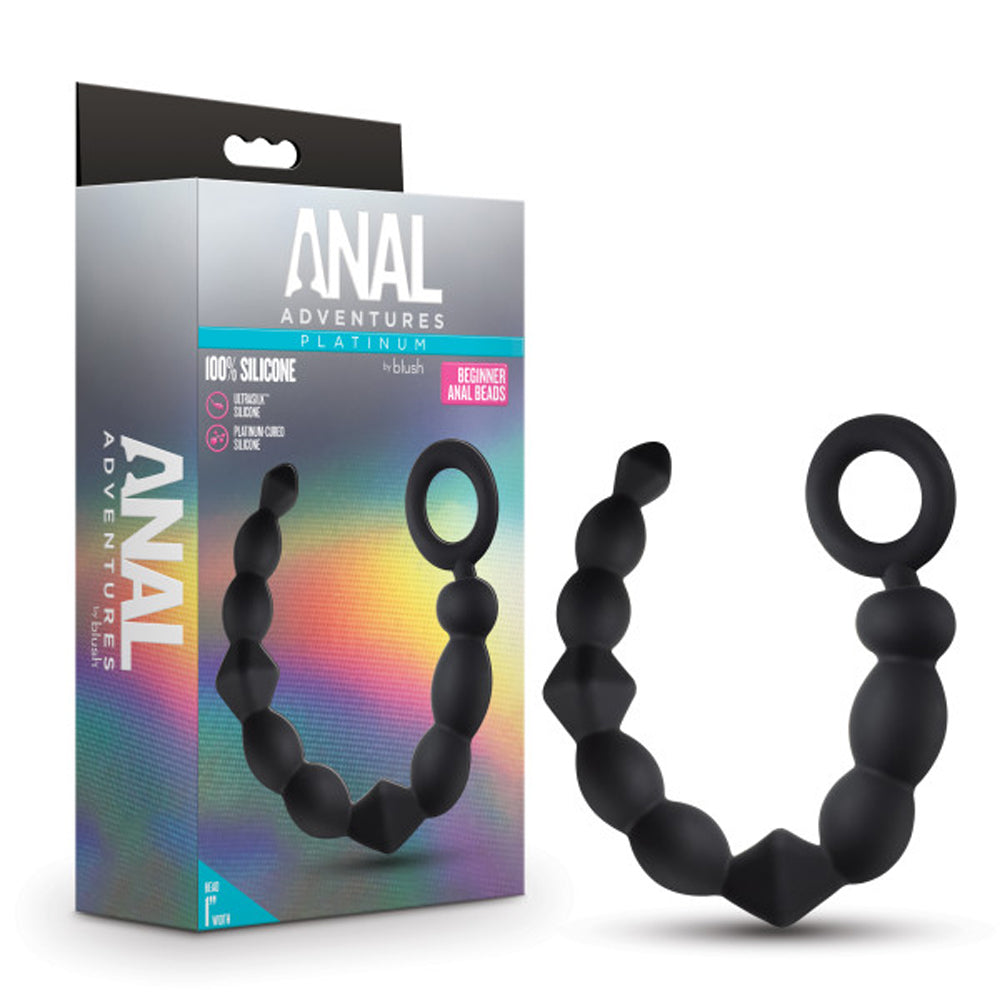 ANAL ADVENTURES PLATINUM SILICONE BEGINNER ANAL BEADS BLACK