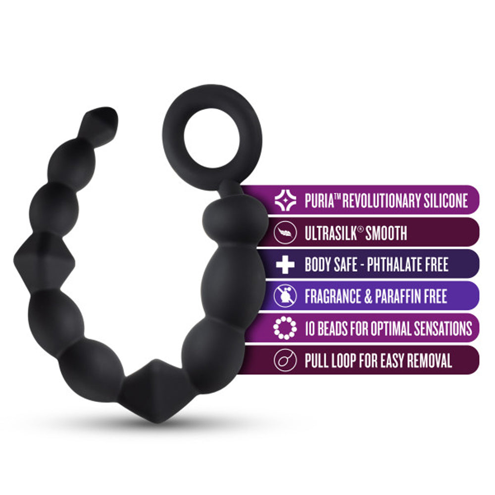 ANAL ADVENTURES PLATINUM SILICONE BEGINNER ANAL BEADS BLACK